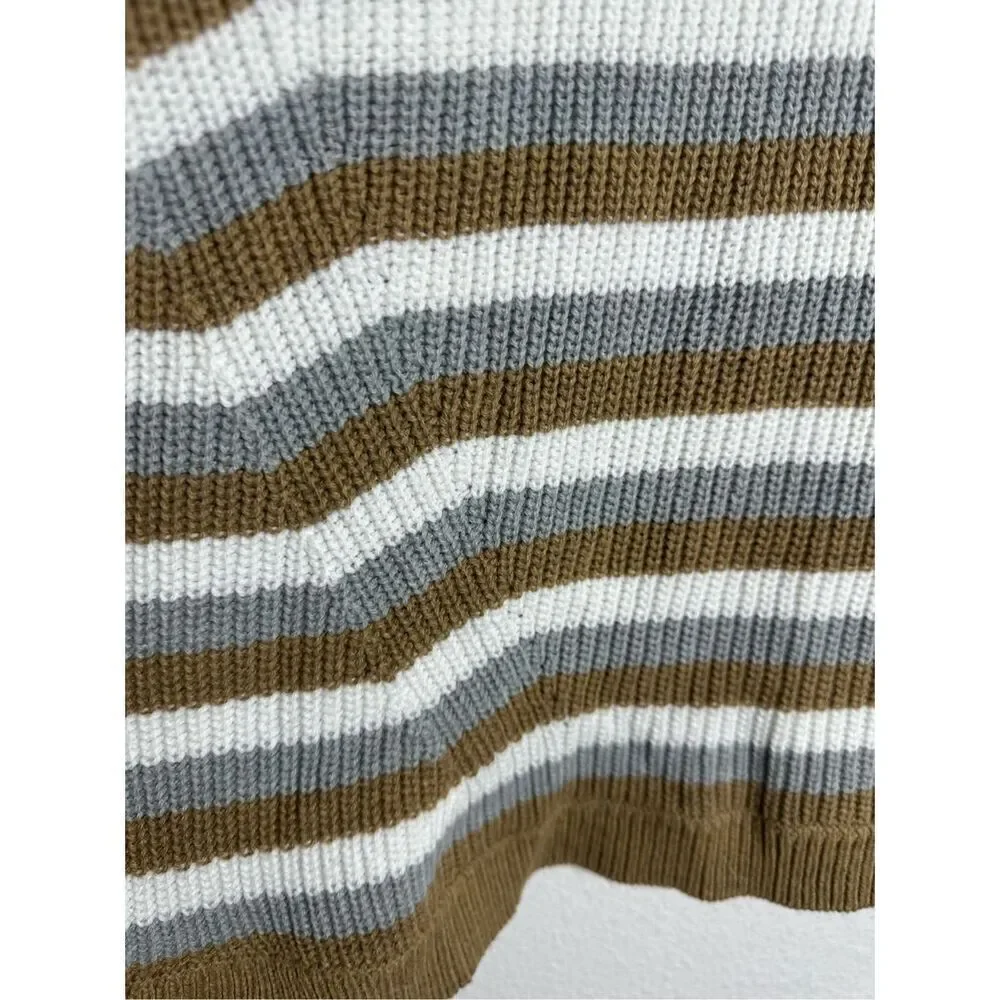 Lane Bryant Women's Curved-Hem Ribbed Sweater Tan/Gray  Sz 22/24 Cotton Blend